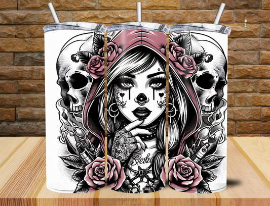 Tumbler Frau mit Totenkopf
